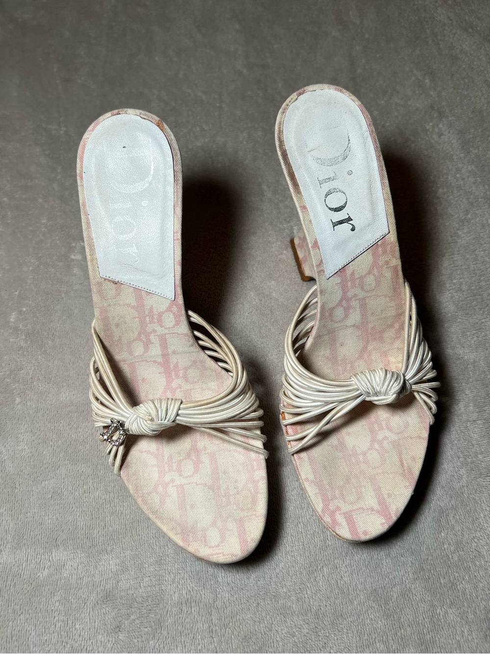 Christian Dior Vintage Pink Monogram Girly Heels Wedges - Picture 3 of 6